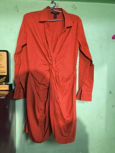 Orange Shirt Dress ( New )