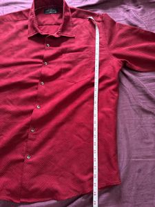 Men's Red Corduroy Button-Up Shirt