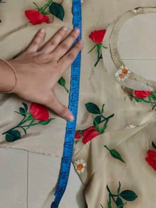 Cream Rose Print Kurta