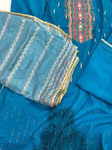 Elegant Teal Embroidered Salwar Suit