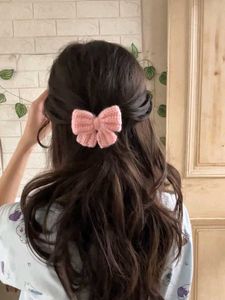Cute Pink Crochet Bow Hair Clip