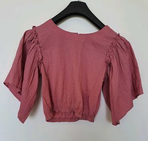 Chic Rose Pink Textured Blouse