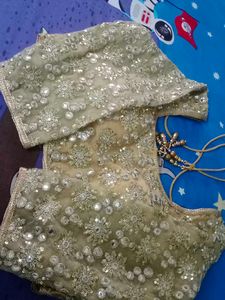 Gold Ethnic mirror work Blouse