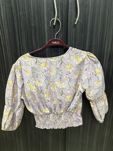 Chic Lavender Floral Tie-Front Top