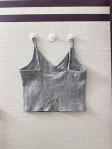 Gray Ribbed Tank Top