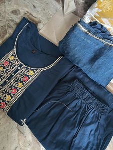 Elegant Teal Embroidered Kurta Set