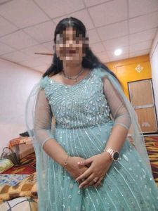 Elegant Embroidered Aqua Blue Gown