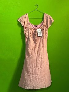 Cute Pink Textured Mini Dress