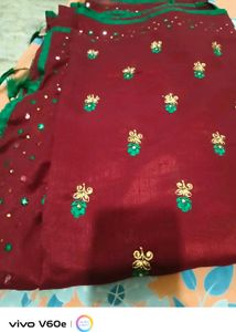 Beautiful Elegant maroon colour saree