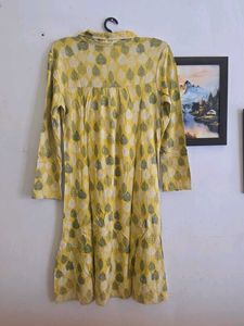 Yellow Leaf Print Kurta