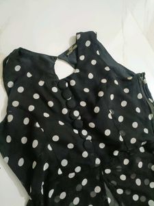 Polka Dot Maxi Dress with Slit