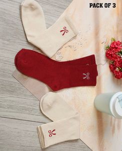 Pack of 3 Cute Bow valentines Socks