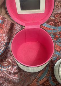 Pink Lined Cosmetic Bag