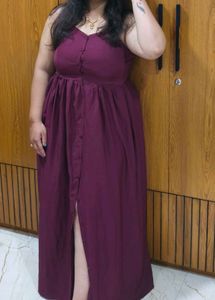 burgundy button up dress