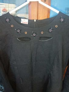 Elegant Black Lace Sleeve Dress XXL