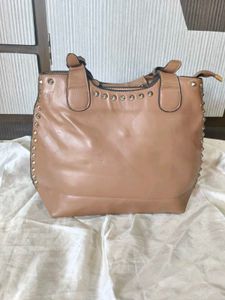 Studded Faux Leather Tote Bag