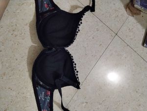 Floral Print Bra with Lace Trim