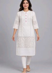Elegant White Chikankari Kurta