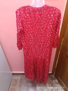 3xl Flared Red Floral Kurta