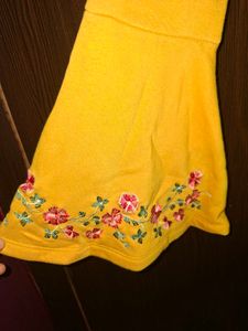 Mustard Yellow Embroidered Bell Sleeve Sweatshirt
