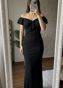 Elegant Off-Shoulder Black gown