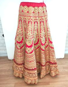 Red With Gold Embroidery Bridal Lehenga (Women's)