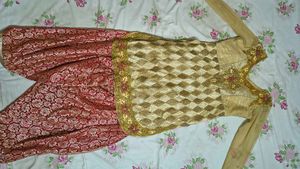Elegant Gold &amp; Red Kurta Set