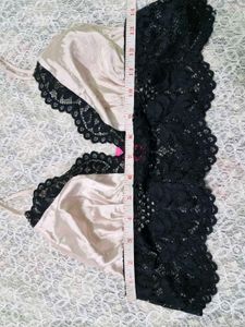 Lace Trim Satin Bralette