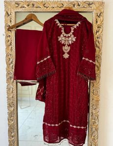 Elegant Redish Maroon Kurta Set with Dupatta❤️