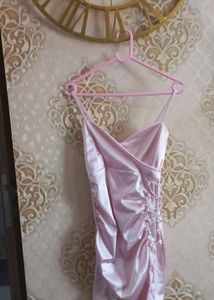 Pink Satin Mini Dress