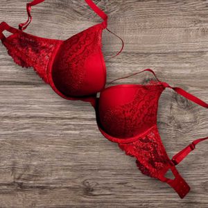 Next UK Padded Underwired Red Lace Pushup Bra