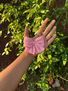 Handmade Pink Crochet bow keychain