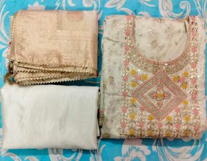 Banarsi plazo suit with organza dupatta🤎