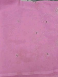 Elegant Pink Embroidered Chiffon Fabric