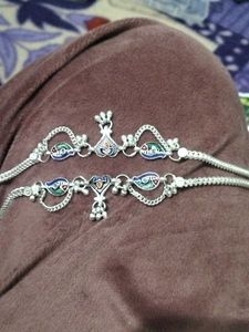 Silver Anklets with Colorful Accents