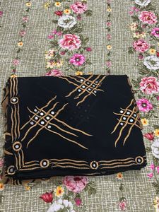Black&amp;Brown Saree with Mirror Work