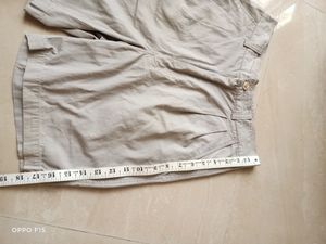 Beige Short Cotton Pants