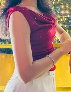 Red cowl neck Top