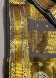 Elegant Grey &amp; Gold Saree