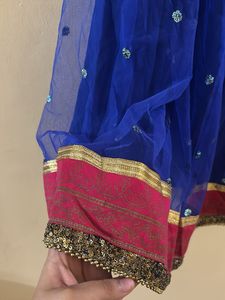 Blue Sequin Ethnic Skirt