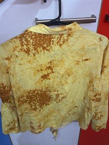 Yellow Tie-Front Printed Shirt