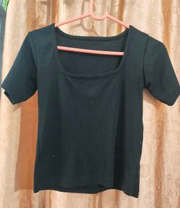 Black Square Neck Top