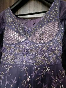 Lavender Ruffled Anarkali Dress