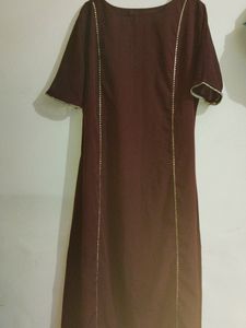 Fiorra Coffee Brown A Line Polyester Kurti