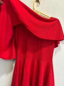 Pinteresty Asymmetrical Ruffled Red Dress