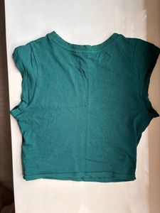 H&amp;M Green Graphic Cropped T-Shirt