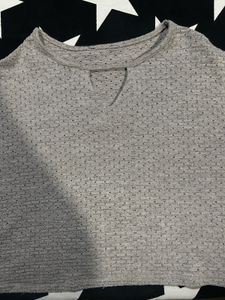 Grey Textured Cropped Top