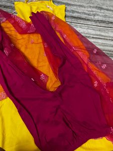 Yellow Kurta Set with Dupatta worn once