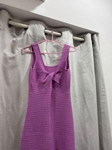 Purple Knitted Twist Front Dress