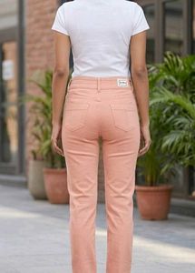 Women skinny mid rise Peach colour jeans